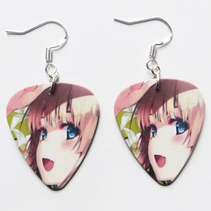 Japanese Anime cartoon girl guitar picks earrings