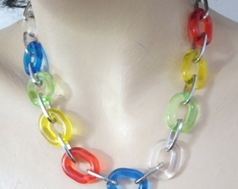 Rainbow jumbo chain necklace