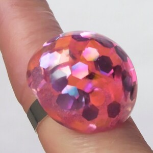 Pink disco ball shimmering glitzy bubble ring image 3