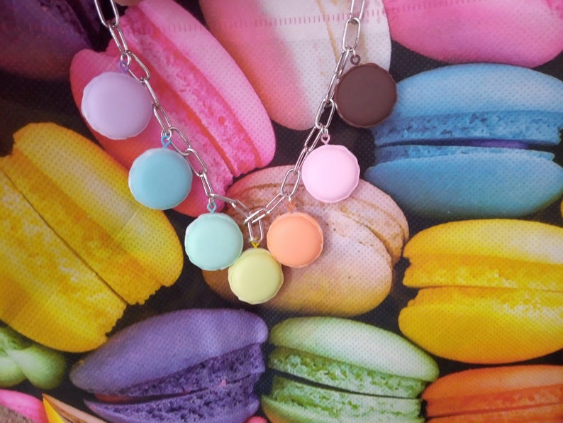 Multi colours macarons necklace image 3