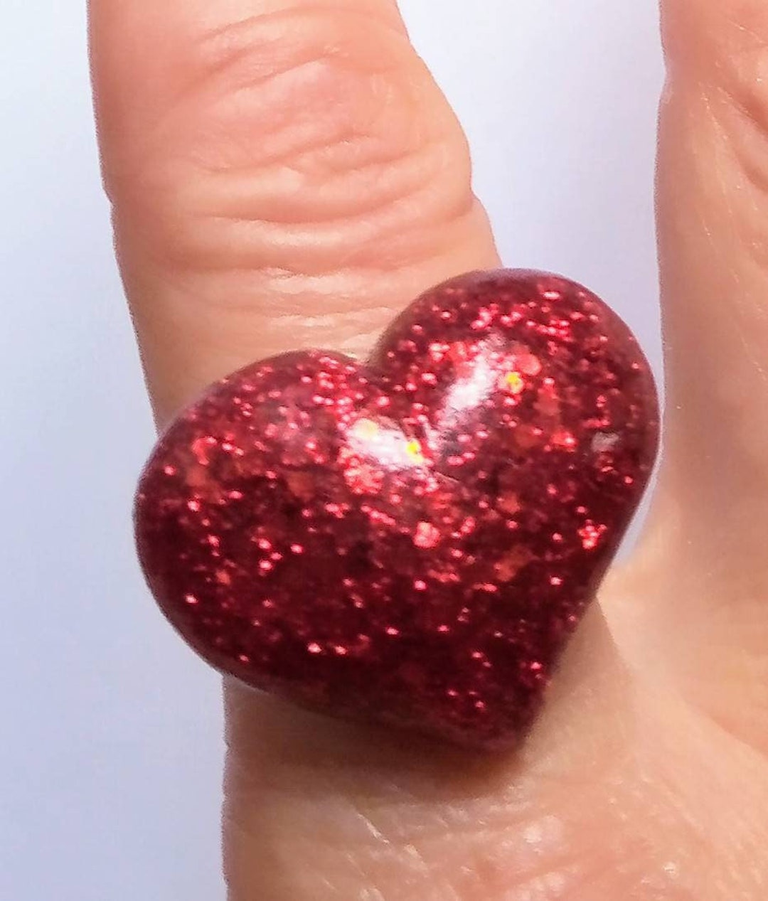 Red Glitter Heart Ring Etsy UK