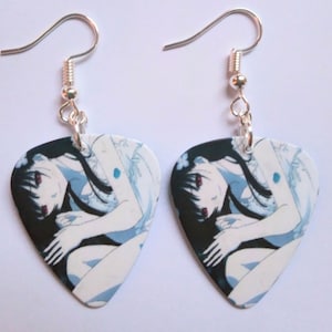 Japanese Anime cartoon girl guitar picks earrings
