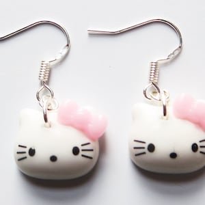 Brincos fofos de cabeça de gatinho kawaii