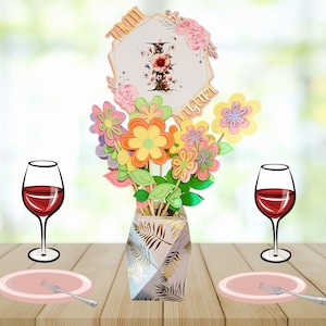 Centrotavola in carta con topper personalizzato – Decorazione floreale handmade