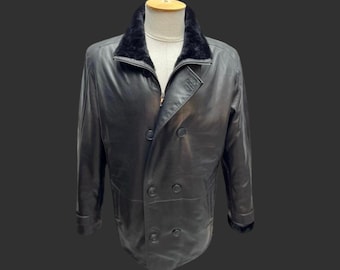 Men's Black Lambskin Shearling Leather Jacket - Winter Parka Coat