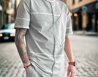 Asymmetric Button T-shirt: Crossed Long Sleeve Top - Etsy Denmark
