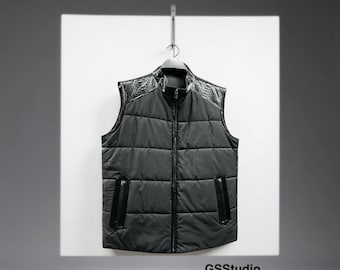 Men’s Winter Vest / Water & Wind Resistant Quilted Gilet with Genuine Python Leather Details