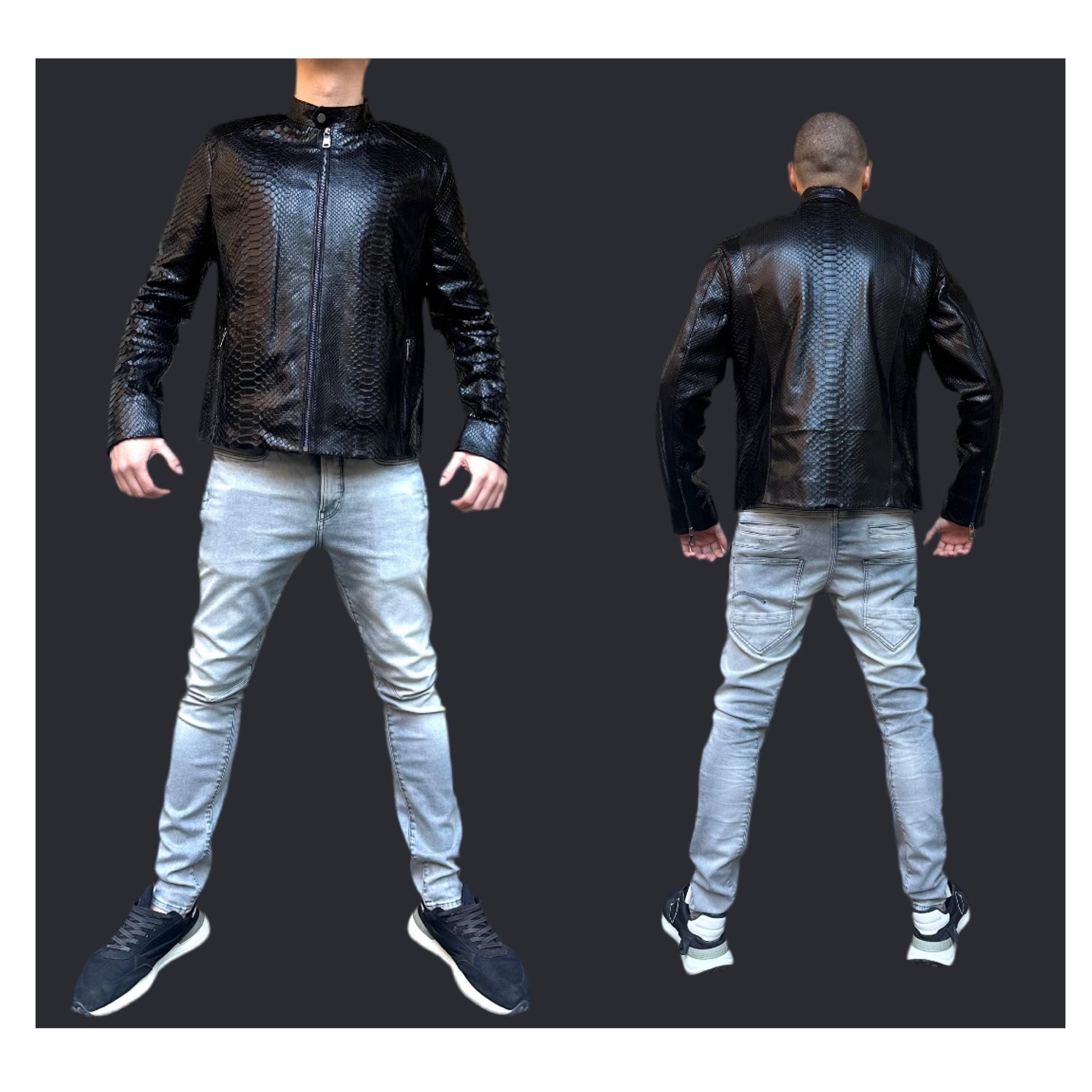 Men's Genuine Python Leather Jacket | Real Snake Skin | Zip
