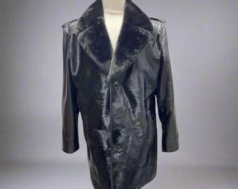 Men’s Luxury Pony Hair & Python Leather Coat / Lamb Fur Collar Avant-Garde Jacket / Handmade Designer Outerwear by GSStudio