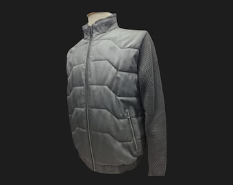 Men’s Winter Leather Bomber Jacket – Genuine Lambskin Coat with Wool Sleeves / Warm Puffer Leather Jacket / Custom Handmade XS–3XL