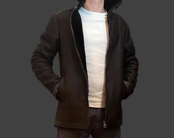 Men’s Lambskin Winter Coat | Warm Shearling Lined Leather Jacket | Short Zipped Cold Weather Outerwear