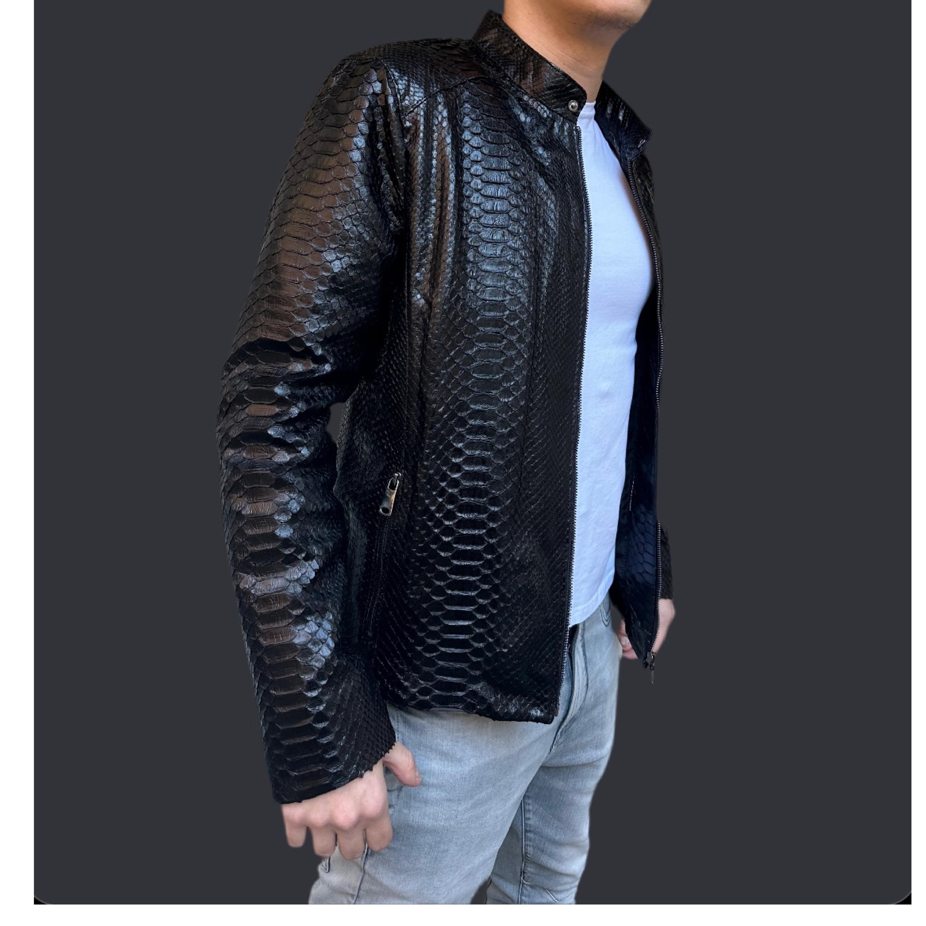 Men’s Genuine Python Leather Jacket / Exotic Snake Skin Coat / Luxury ...
