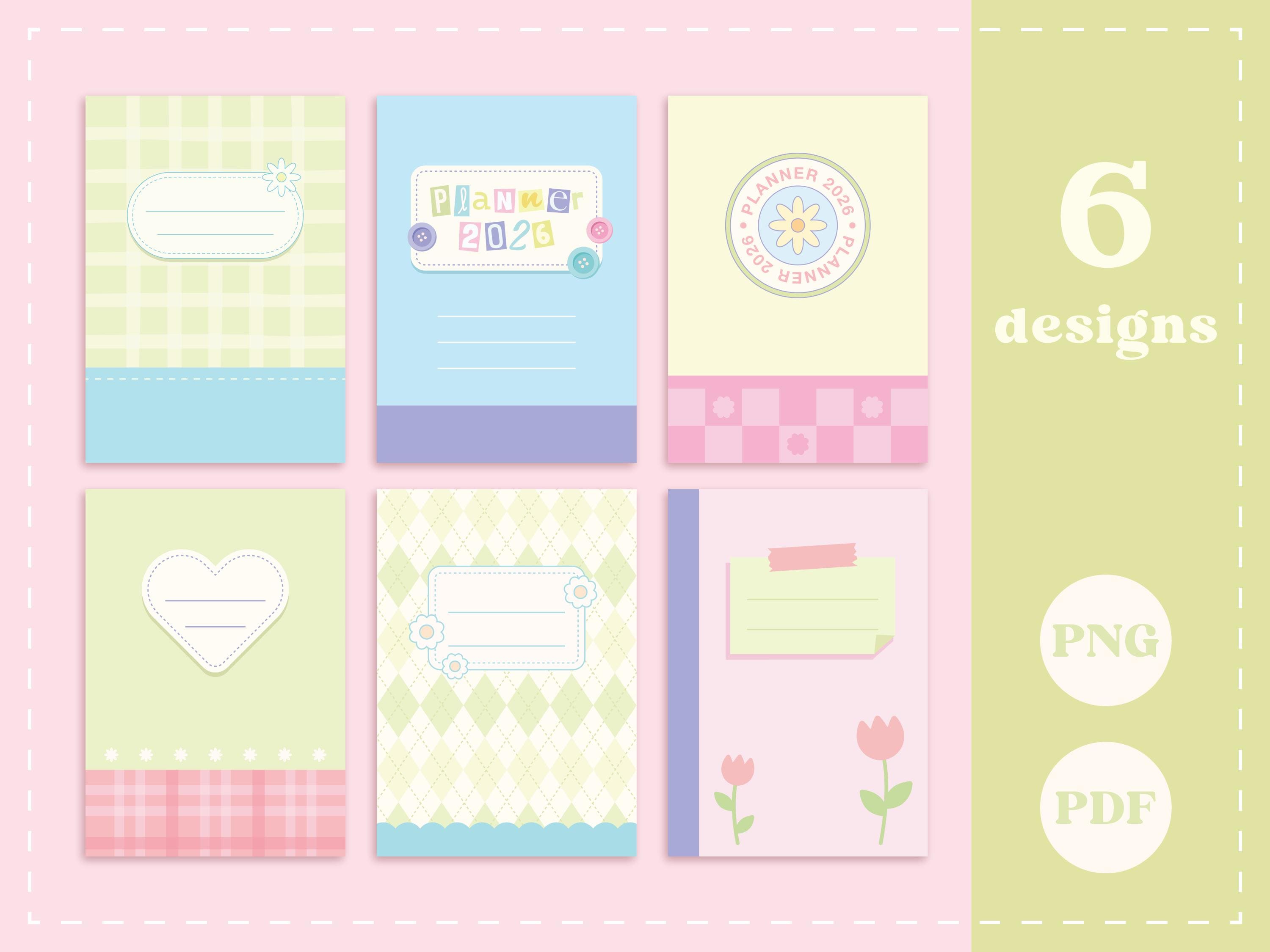 Cute Spring Notebook Paper Kawaii Spring Notebook Covers | Printable & Digital Planner Journal ...