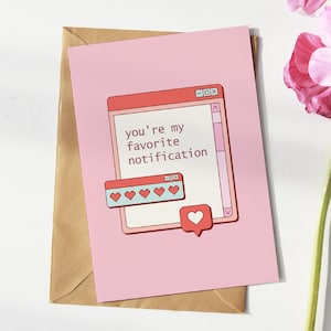 Tarjeta de felicitación romántica divertida para el día de San Valentín con la frase "Eres mi favorito" para imprimir y regalar en aniversario para novio y novia