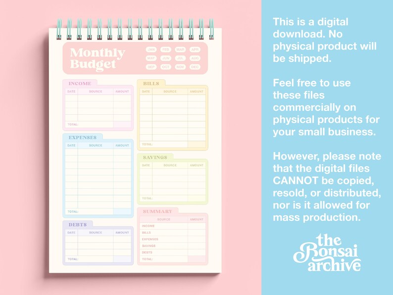Simple Monthly Budget Planner | Cute Printable Expense & Finance ...