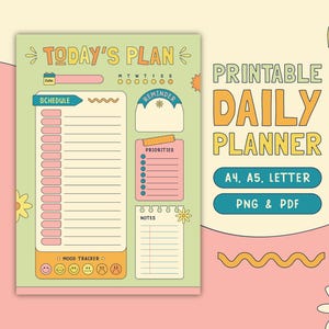 Planificador diario imprimible / Green Spring Bloom / Bullet Journal digital / Agenda diaria kawaii / Lista de tareas pendientes / A4, A5, carta / PNG y PDF