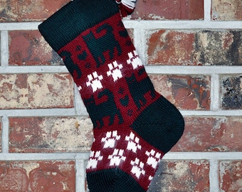 Petit bas de Noël en tricot chat -100 % laine des États-Unis, fait main aux États-Unis (État de Washington)