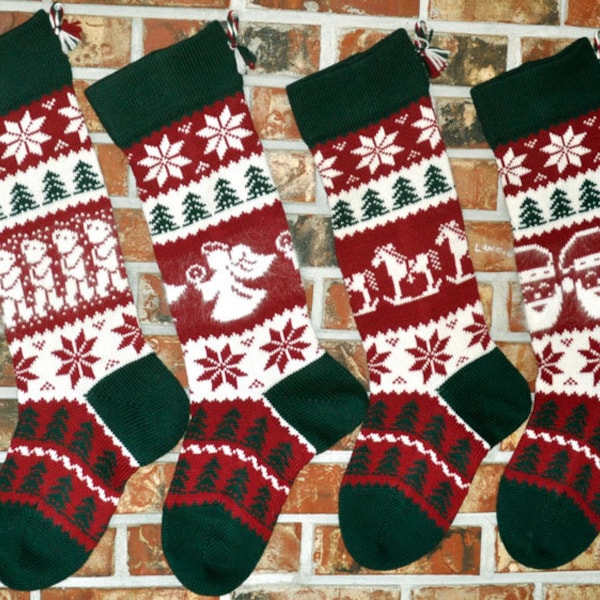 Personalized Hand Knit Heirloom Christmas Stockings - 100% U.S. Wool. With or Without Angora Trim. Made in U.S.A. (Washington State).