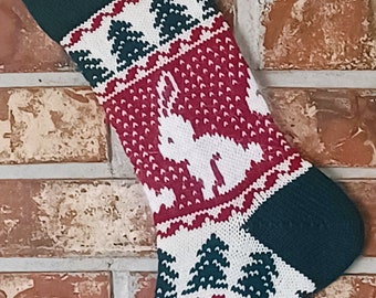 Petit bas de Noël lapin en tricot - 100 % laine des États-Unis, fait main aux États-Unis (État de Washington)