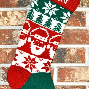 Knit Personalized Santa Christmas Stocking - 100% U.S. Wool, Handmade USA