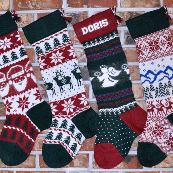 Personalized Christmas Stockings- Knit- Heirloom Quality! 100% U.S. Wool. With or Without Angora Trim- Made in the U.S.A. (Washington State)