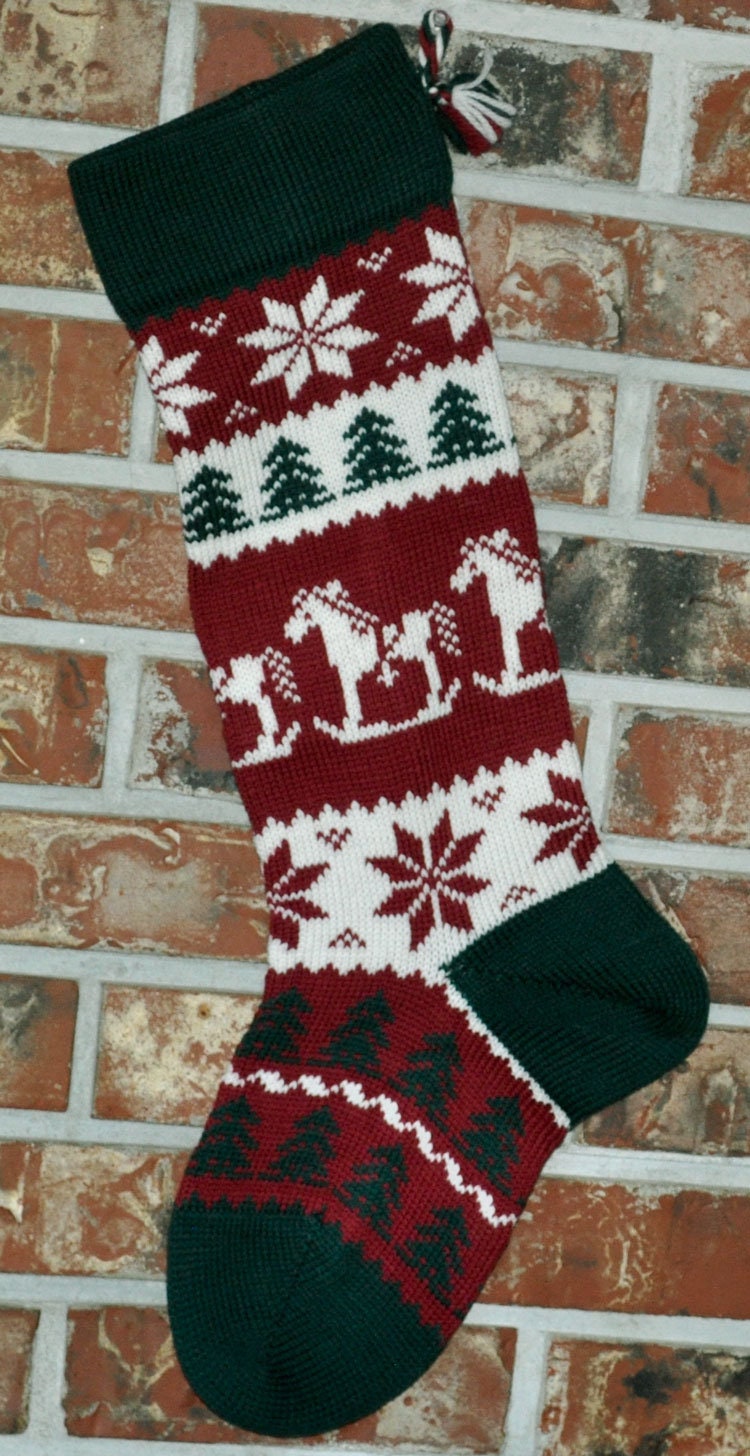 34 Adorable Christmas Stocking Ideas to Hang with Pride: Festive Flair for Your Fireplace 15 Personalized Knit XMAS Rocking Horse Christmas Stocking - 100% U. S.…