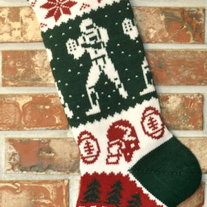 Personalized Knit Christmas Stocking- 100% U.S. Wool - Football Christmas Stocking - Made in the U.S.A. (Washington State).