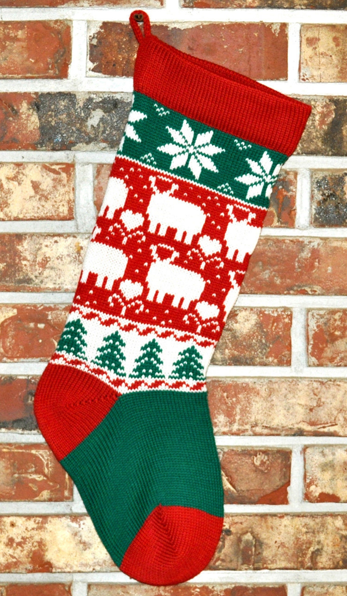 Knit Personalized Christmas Stocking 100% U.S. Wool Handmade - Etsy
