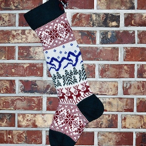 Personalized Knit Christmas Stocking- 100% U.S. Wool - Scandinavian- Christmas Stocking Made in the U.S.A. (Washington State)