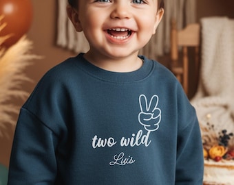 Second Birthday Sweatshirt / Hoodie - Two Wild Name, personalized, shirt, gift 2nd birthday, birthday outfit child, boy girl