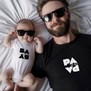 Personalized Dad T-Shirt, Baby Body, Kids Shirt with Year of Birth, Gift for Father for Father&#39;s Day, Dad and Me Outfit, Family Outfit