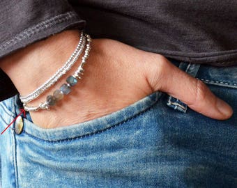 Labradorite and sterling silver beads  bracelet