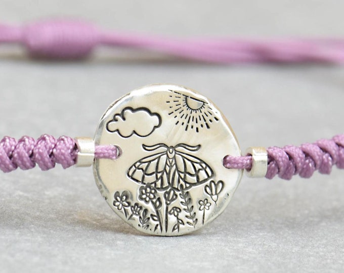 Butterfly Moth bracelet.Mens gift.Magic bracelet.Flowers Moth bracelet. Moon bracelet,Spiritual