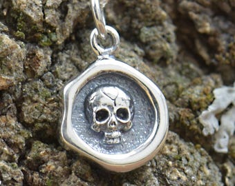 Sterling silver skull necklace pendant-Sterling silver.Mens or women.Magic mystery witch pendant.Spiritual raven necklace.Gothic pendant