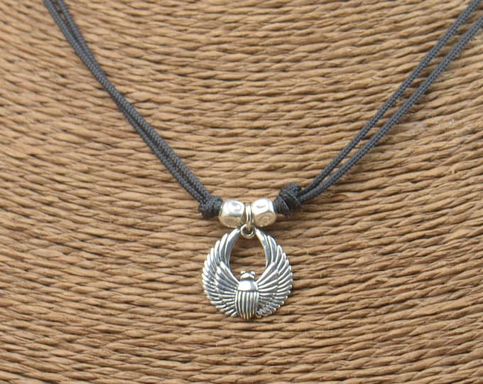 Sterling silver Scarab Beetle Egyptian pendant,Ancient pendant Artisan unique Bead.Handmade bead,Woman