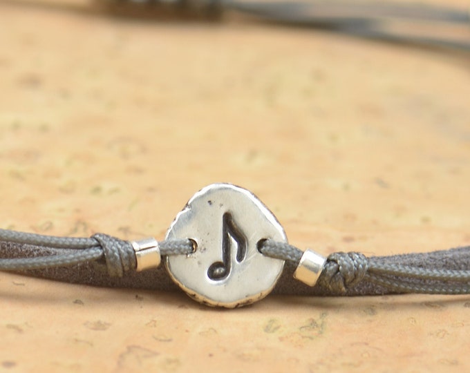 Sterling silver tiny music note charm bracelet