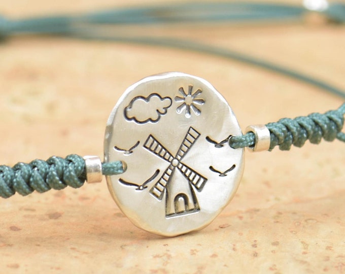 Sterling silver WindMill Sterling Silver,land bracelet, birds lovers, bird bracelet, country bracelet