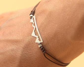 Sterling Silver Mountain charm bracelet. Mens bracelet