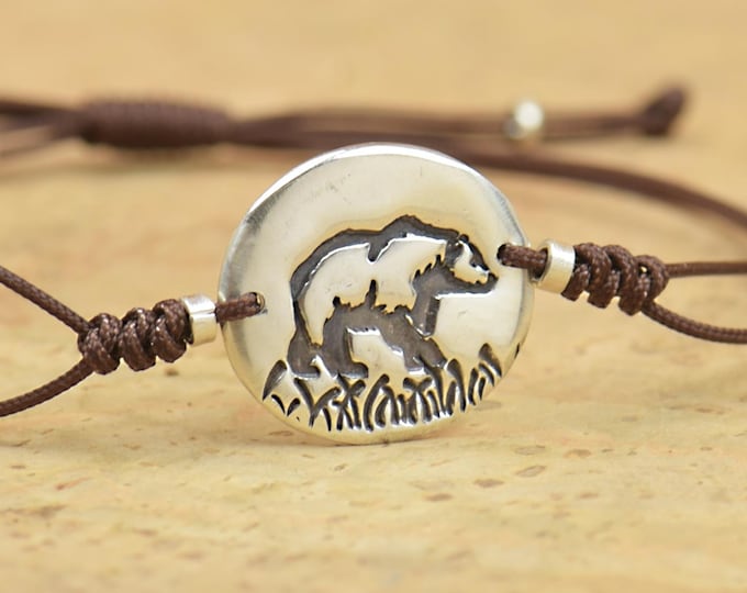 Bear bracelet.Artisan Sterling silver stars,mountain bracelet. exclusive nature, Handmade Metalsmithing.