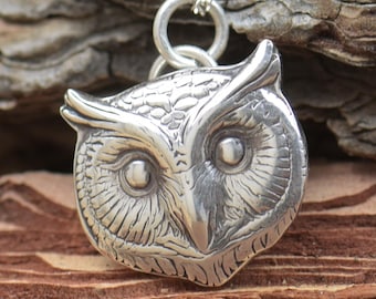 Sterling silver  owl pendant.Handmade piece.Mystery,magic, spiritual pendant.Owl necklace,wax seal necklace