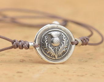 Sterling silver Vintage Wax seal Scottish Thistle flower - Fine Silver, Sterling Silver