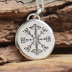 Veldismagn Sterling  silver Viking Pendant from Huld Manuscript Galdrastafir Magic Symbol and Runes,Rune Jewelry,Pagan Celtic pendant