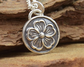 Sterling silver Cherry Blossom pendant.Flower pendant , Sterling Silver,Cherry blossom necklace.Japan lovers.Japanese pendant, necklace