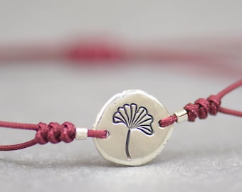 Sterling silver ginkgo biloba leaf Bracelet , pebble bracelet, Gingko Lovers