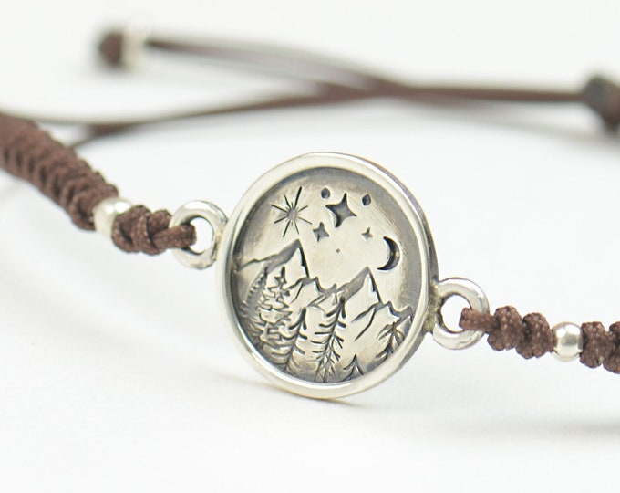 tree of life moon stars bracelet.Mens gift.unisex climbing bracelet.Starry night bracelet