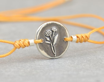 Birth Flower sterling silver bracelet,Lilly of the Valley,Floral Bracelet,Bridesmaid Bracelet,Birthday Gift for Her.Flower birth