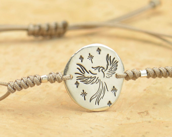 Phoenix bracelet, Bird bracelet,Artisan Sterling silver stars,magic bracelet, angel bracelet Fantasy bracelet.Phoenix bird