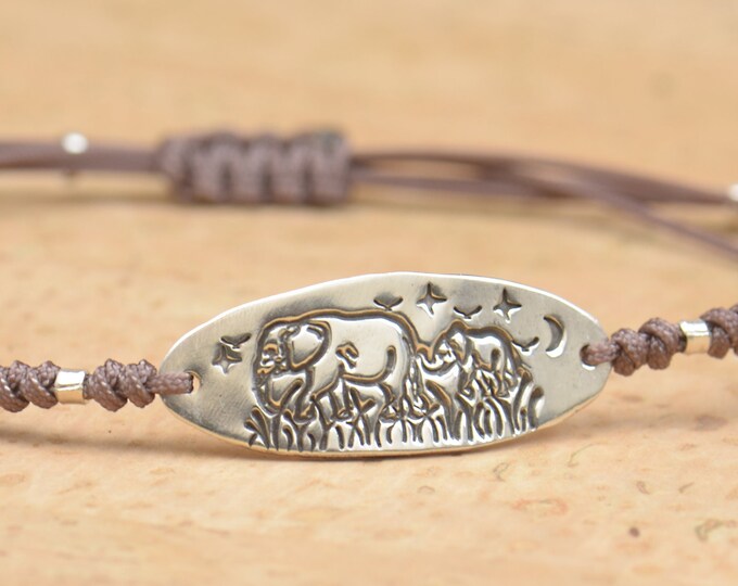 Elephant family bracelet, Tree bracelet,Artisan Sterling silver stars,mountain bracelet. exclusive nature, Handmade Metalsmithing.Africa