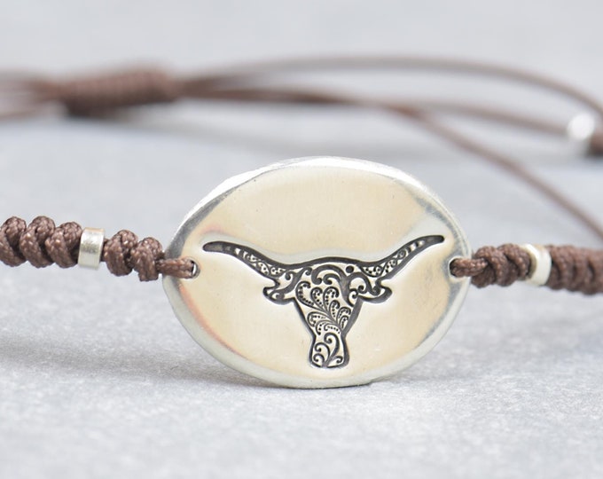 Highland Cow bracelet,Cowboy bracelet Artisan Sterling silver stars,mountain bracelet.Nature, Handmade.Scottish Scotland cow. Country
