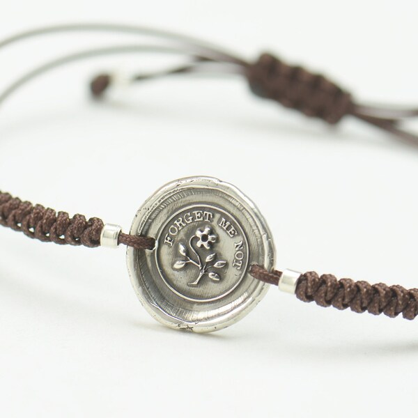 Sterling silver tiny -Forget me not- artisan handmade bead bracelet.Rustic.